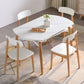 7 stuks moderne stijl witte top massief houtbasis dinerset voor thuis
