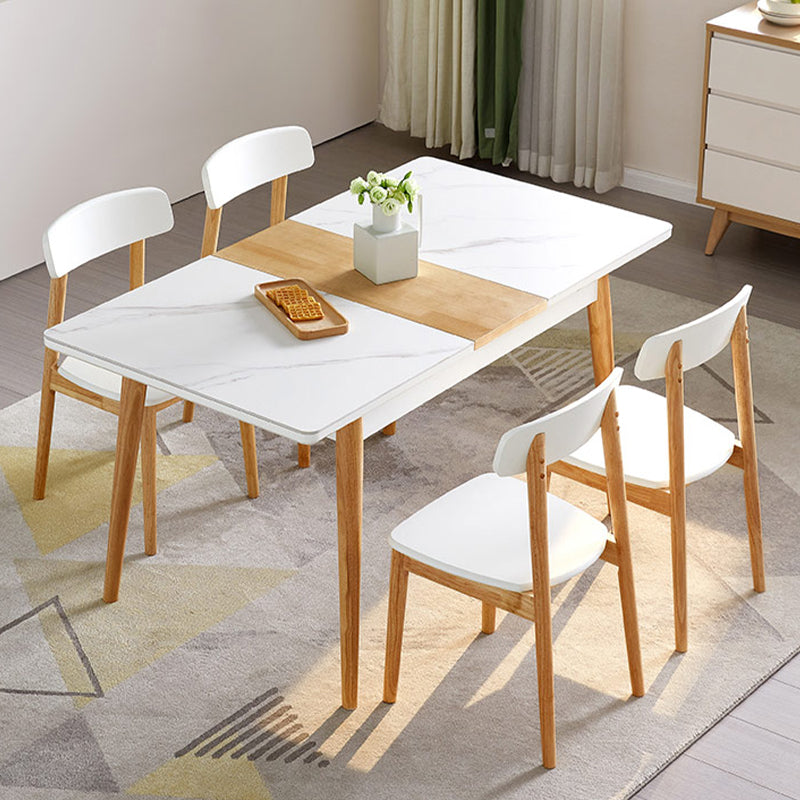 7 stuks moderne stijl witte top massief houtbasis dinerset voor thuis