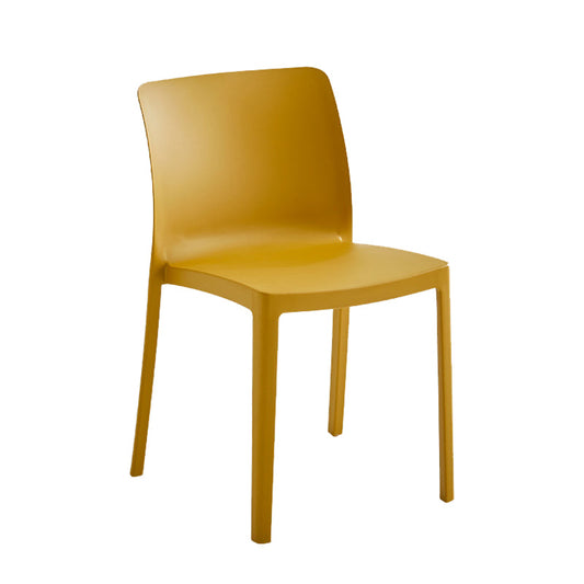 Modern Dining Room Armless Plastic Stacking Parsons Dining Chair Yellow 1 Piece