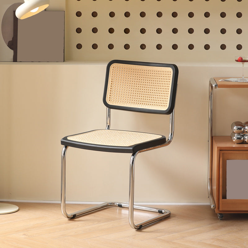 Contemporary Style Open Back Plastic Metal Base Dining Side Chair for Home Black 1 Piece Clearhalo 'Dining Chairs' 'Dining Tables & Seating' 'dining_chair' 'furn' 'furn_dining_chair' 'Furniture' 'Kitchen & Dining Furniture' 7825885