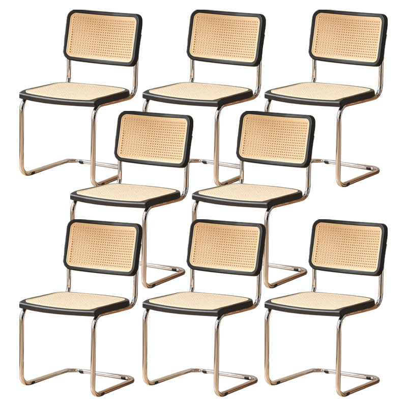 Contemporary Style Open Back Plastic Metal Base Dining Side Chair for Home Black 8 Piece Set Clearhalo 'Dining Chairs' 'Dining Tables & Seating' 'dining_chair' 'furn' 'furn_dining_chair' 'Furniture' 'Kitchen & Dining Furniture' 7825892