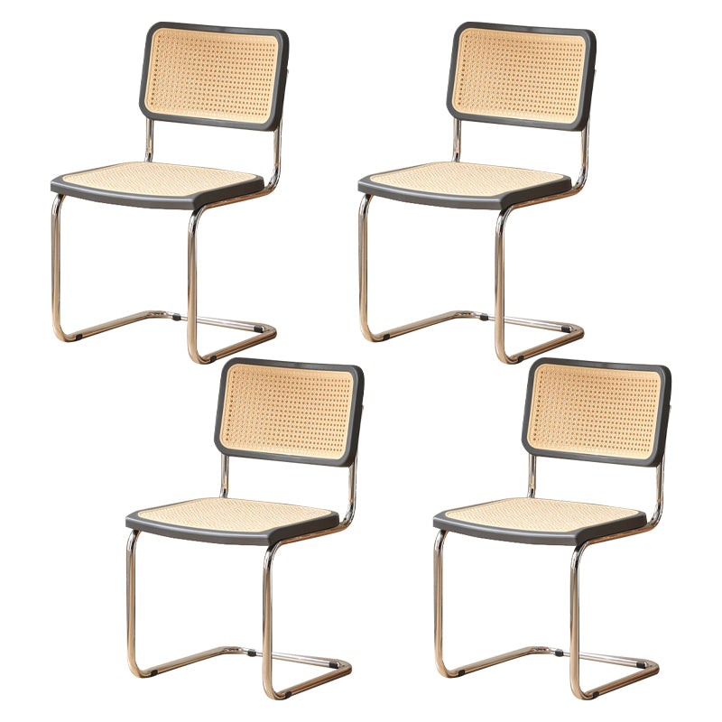 Contemporary Style Open Back Plastic Metal Base Dining Side Chair for Home Grey 4 Piece Set Clearhalo 'Dining Chairs' 'Dining Tables & Seating' 'dining_chair' 'furn' 'furn_dining_chair' 'Furniture' 'Kitchen & Dining Furniture' 7825898