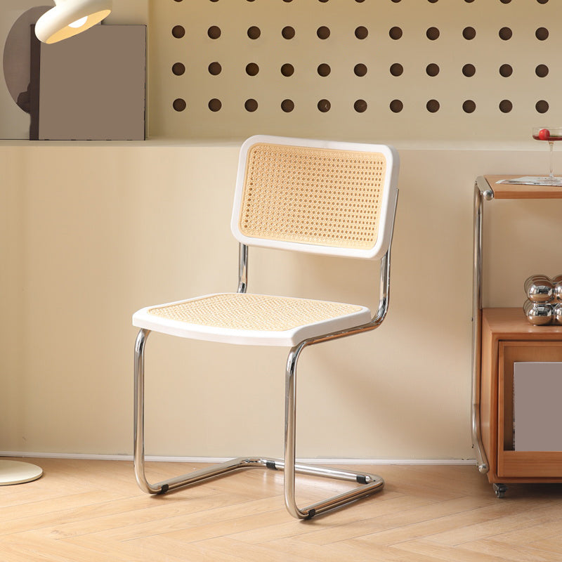 Contemporary Style Open Back Plastic Metal Base Dining Side Chair for Home White 1 Piece Clearhalo 'Dining Chairs' 'Dining Tables & Seating' 'dining_chair' 'furn' 'furn_dining_chair' 'Furniture' 'Kitchen & Dining Furniture' 7825904