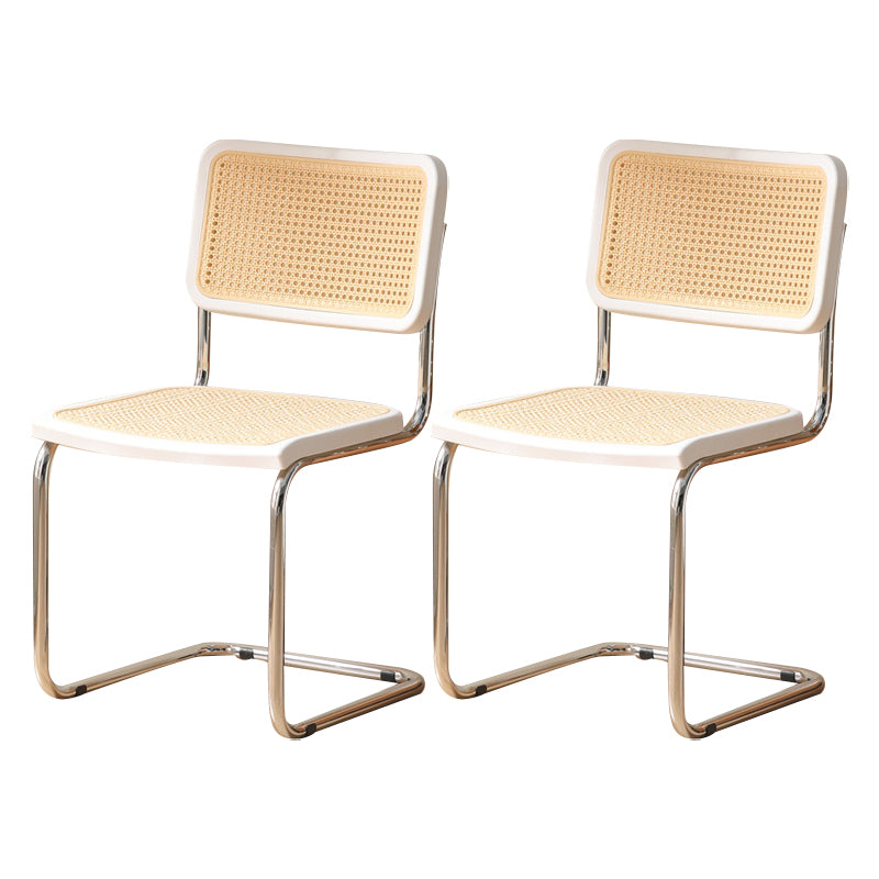 Contemporary Style Open Back Plastic Metal Base Dining Side Chair for Home White 2 Piece Set Clearhalo 'Dining Chairs' 'Dining Tables & Seating' 'dining_chair' 'furn' 'furn_dining_chair' 'Furniture' 'Kitchen & Dining Furniture' 7825905