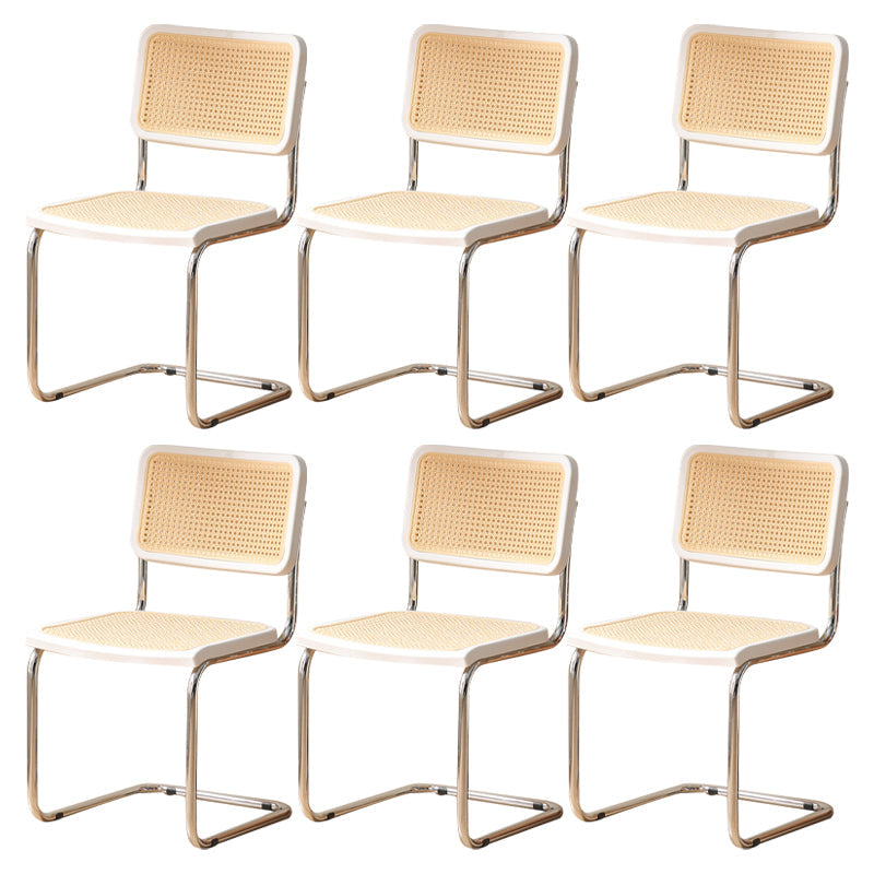 Contemporary Style Open Back Plastic Metal Base Dining Side Chair for Home White 6 Piece Set Clearhalo 'Dining Chairs' 'Dining Tables & Seating' 'dining_chair' 'furn' 'furn_dining_chair' 'Furniture' 'Kitchen & Dining Furniture' 7825907