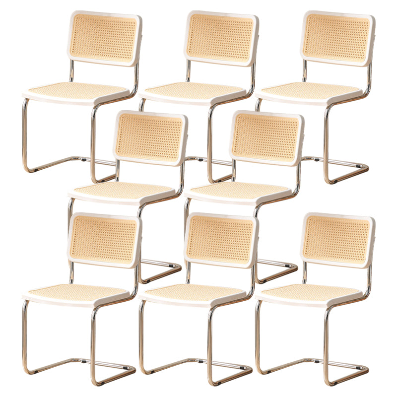 Contemporary Style Open Back Plastic Metal Base Dining Side Chair for Home White 8 Piece Set Clearhalo 'Dining Chairs' 'Dining Tables & Seating' 'dining_chair' 'furn' 'furn_dining_chair' 'Furniture' 'Kitchen & Dining Furniture' 7825908