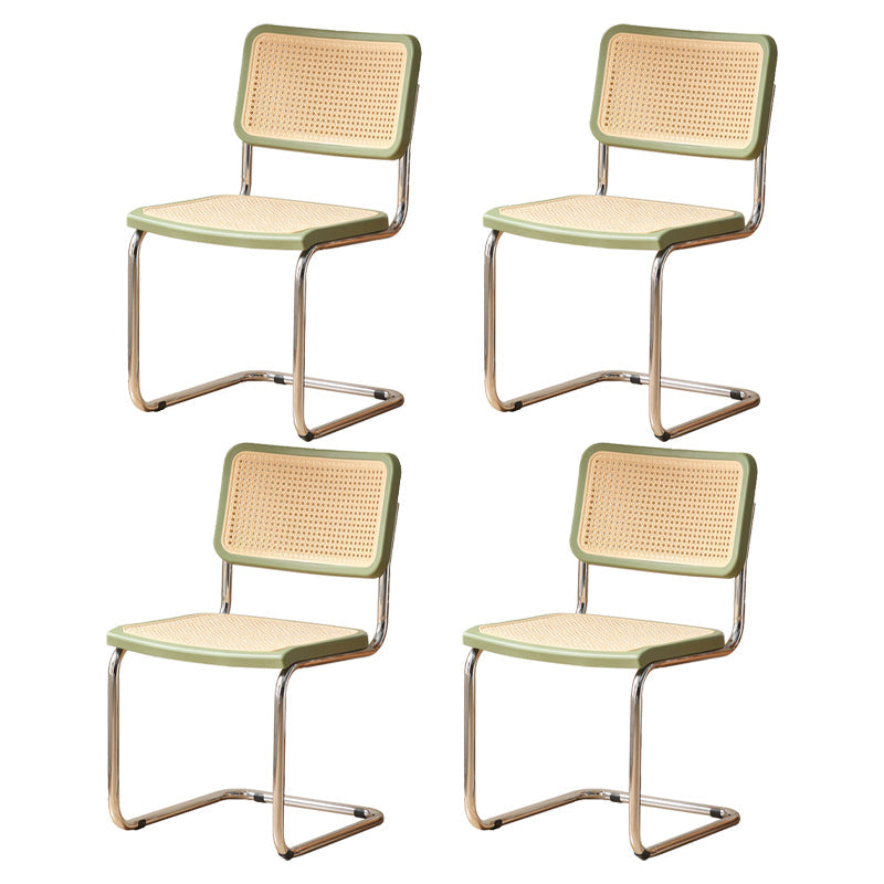 Contemporary Style Open Back Plastic Metal Base Dining Side Chair for Home Matcha Green 4 Piece Set Clearhalo 'Dining Chairs' 'Dining Tables & Seating' 'dining_chair' 'furn' 'furn_dining_chair' 'Furniture' 'Kitchen & Dining Furniture' 7825926