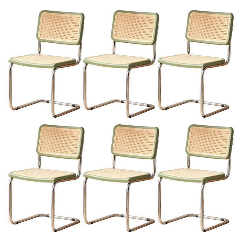 Contemporary Style Open Back Plastic Metal Base Dining Side Chair for Home Matcha Green 6 Piece Set Clearhalo 'Dining Chairs' 'Dining Tables & Seating' 'dining_chair' 'furn' 'furn_dining_chair' 'Furniture' 'Kitchen & Dining Furniture' 7825927