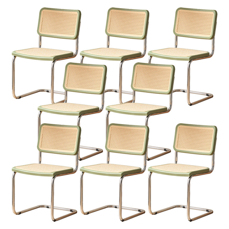 Contemporary Style Open Back Plastic Metal Base Dining Side Chair for Home Matcha Green 8 Piece Set Clearhalo 'Dining Chairs' 'Dining Tables & Seating' 'dining_chair' 'furn' 'furn_dining_chair' 'Furniture' 'Kitchen & Dining Furniture' 7825928