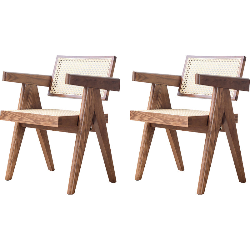 Solid Wood Open Back Contemporary Dining Accent Chair for Home Walnut 2 Piece Set Clearhalo 'Dining Chairs' 'Dining Tables & Seating' 'dining_chair' 'furn' 'furn_dining_chair' 'Furniture' 'Kitchen & Dining Furniture' 7825972