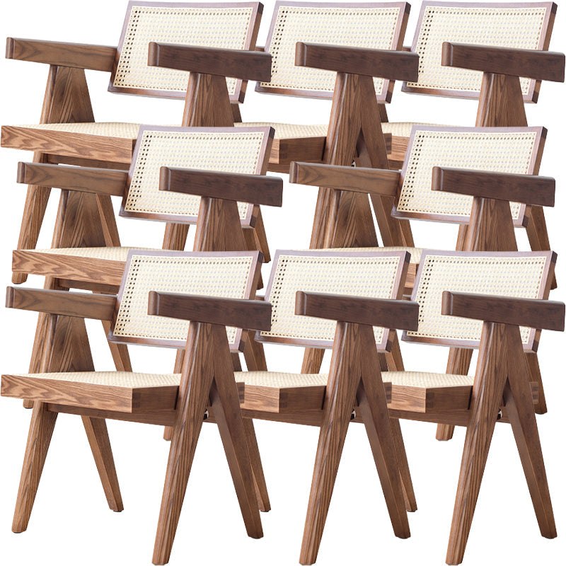 Solid Wood Open Back Contemporary Dining Accent Chair for Home Walnut 8 Piece Set Clearhalo 'Dining Chairs' 'Dining Tables & Seating' 'dining_chair' 'furn' 'furn_dining_chair' 'Furniture' 'Kitchen & Dining Furniture' 7825975