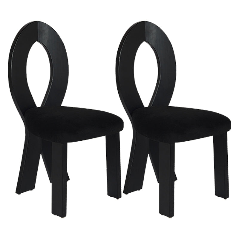 Modern Dining Room Open Back Solid Wood Upholstered Dining Chair Black 2 Piece Set Clearhalo 'Dining Chairs' 'Dining Tables & Seating' 'dining_chair' 'furn' 'furn_dining_chair' 'Furniture' 'Kitchen & Dining Furniture' 7826104