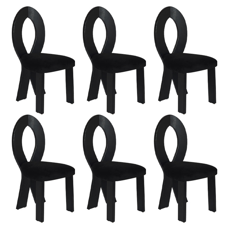 Modern Dining Room Open Back Solid Wood Upholstered Dining Chair Black 6 Piece Set Clearhalo 'Dining Chairs' 'Dining Tables & Seating' 'dining_chair' 'furn' 'furn_dining_chair' 'Furniture' 'Kitchen & Dining Furniture' 7826107