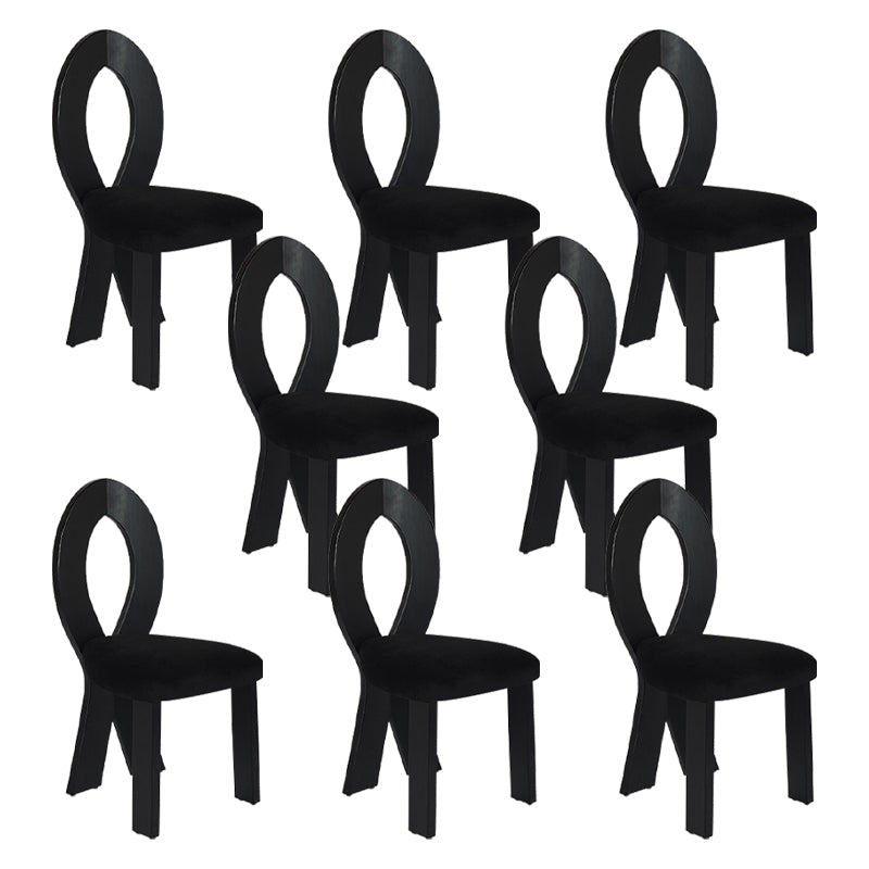 Modern Dining Room Open Back Solid Wood Upholstered Dining Chair Black 8 Piece Set Clearhalo 'Dining Chairs' 'Dining Tables & Seating' 'dining_chair' 'furn' 'furn_dining_chair' 'Furniture' 'Kitchen & Dining Furniture' 7826110