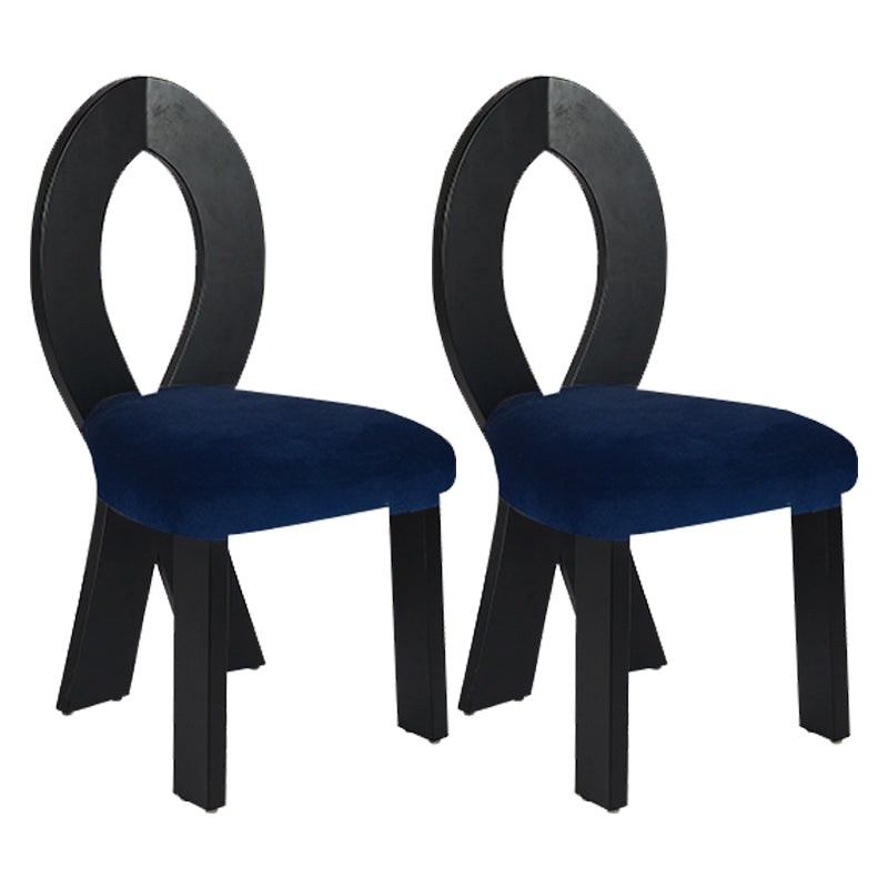 Modern Dining Room Open Back Solid Wood Upholstered Dining Chair Black-Blue 2 Piece Set Clearhalo 'Dining Chairs' 'Dining Tables & Seating' 'dining_chair' 'furn' 'furn_dining_chair' 'Furniture' 'Kitchen & Dining Furniture' 7826114