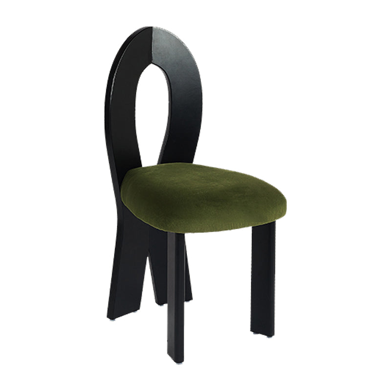 Modern Dining Room Open Back Solid Wood Upholstered Dining Chair Black Green 1 Piece Clearhalo 'Dining Chairs' 'Dining Tables & Seating' 'dining_chair' 'furn' 'furn_dining_chair' 'Furniture' 'Kitchen & Dining Furniture' 7826122
