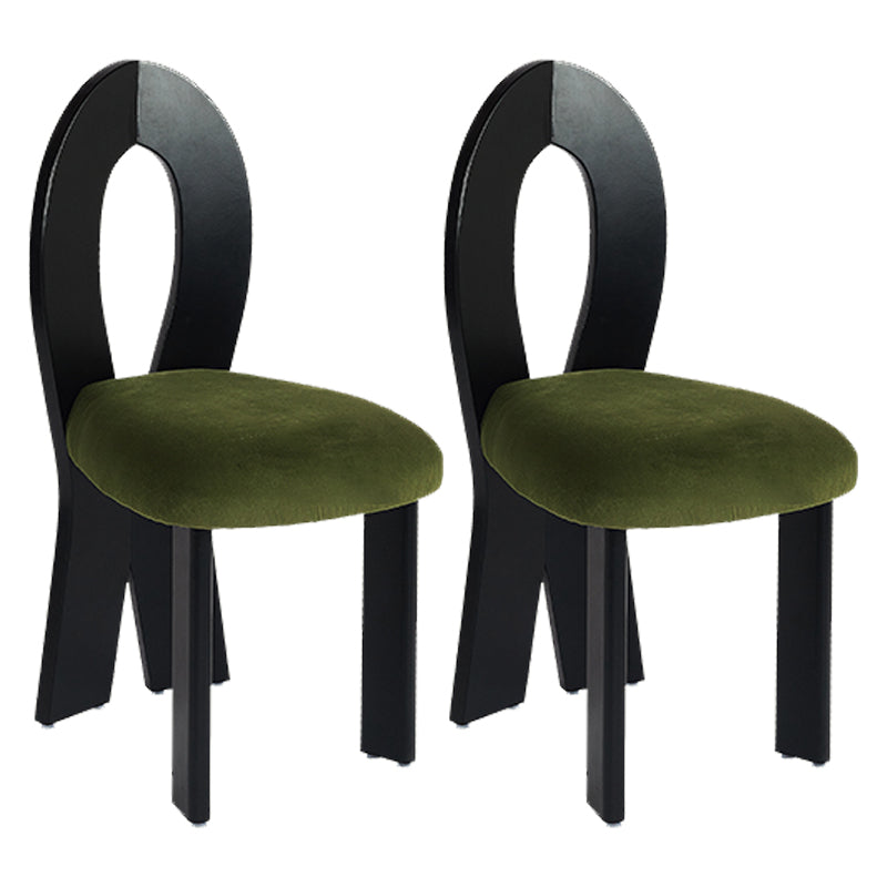 Modern Dining Room Open Back Solid Wood Upholstered Dining Chair Black Green 2 Piece Set Clearhalo 'Dining Chairs' 'Dining Tables & Seating' 'dining_chair' 'furn' 'furn_dining_chair' 'Furniture' 'Kitchen & Dining Furniture' 7826123