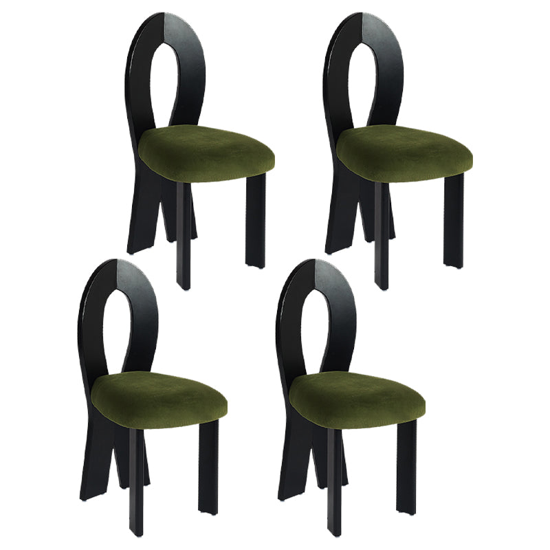 Modern Dining Room Open Back Solid Wood Upholstered Dining Chair Black Green 4 Piece Set Clearhalo 'Dining Chairs' 'Dining Tables & Seating' 'dining_chair' 'furn' 'furn_dining_chair' 'Furniture' 'Kitchen & Dining Furniture' 7826124
