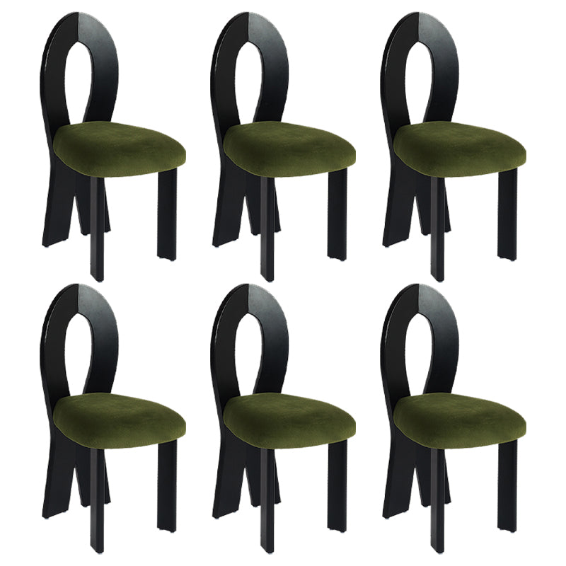 Modern Dining Room Open Back Solid Wood Upholstered Dining Chair Black Green 6 Piece Set Clearhalo 'Dining Chairs' 'Dining Tables & Seating' 'dining_chair' 'furn' 'furn_dining_chair' 'Furniture' 'Kitchen & Dining Furniture' 7826125