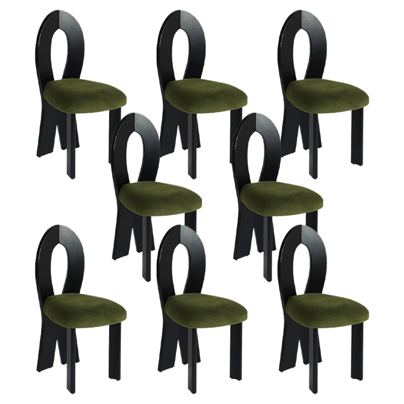 Modern Dining Room Open Back Solid Wood Upholstered Dining Chair Black Green 8 Piece Set Clearhalo 'Dining Chairs' 'Dining Tables & Seating' 'dining_chair' 'furn' 'furn_dining_chair' 'Furniture' 'Kitchen & Dining Furniture' 7826126