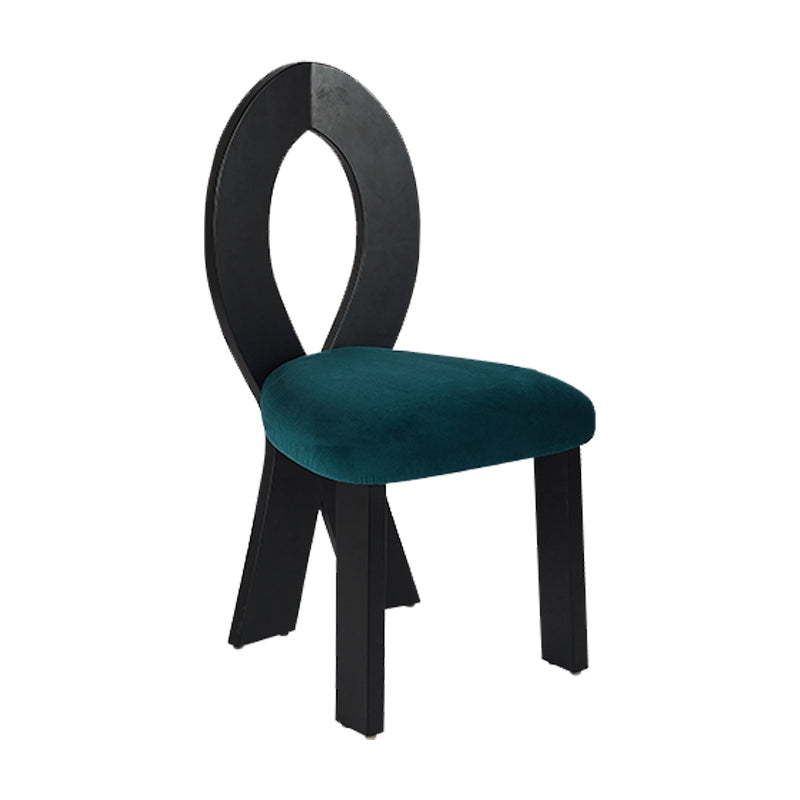 Modern Dining Room Open Back Solid Wood Upholstered Dining Chair Green-Black 1 Piece Clearhalo 'Dining Chairs' 'Dining Tables & Seating' 'dining_chair' 'furn' 'furn_dining_chair' 'Furniture' 'Kitchen & Dining Furniture' 7826127