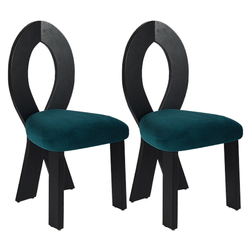 Modern Dining Room Open Back Solid Wood Upholstered Dining Chair Green-Black 2 Piece Set Clearhalo 'Dining Chairs' 'Dining Tables & Seating' 'dining_chair' 'furn' 'furn_dining_chair' 'Furniture' 'Kitchen & Dining Furniture' 7826128