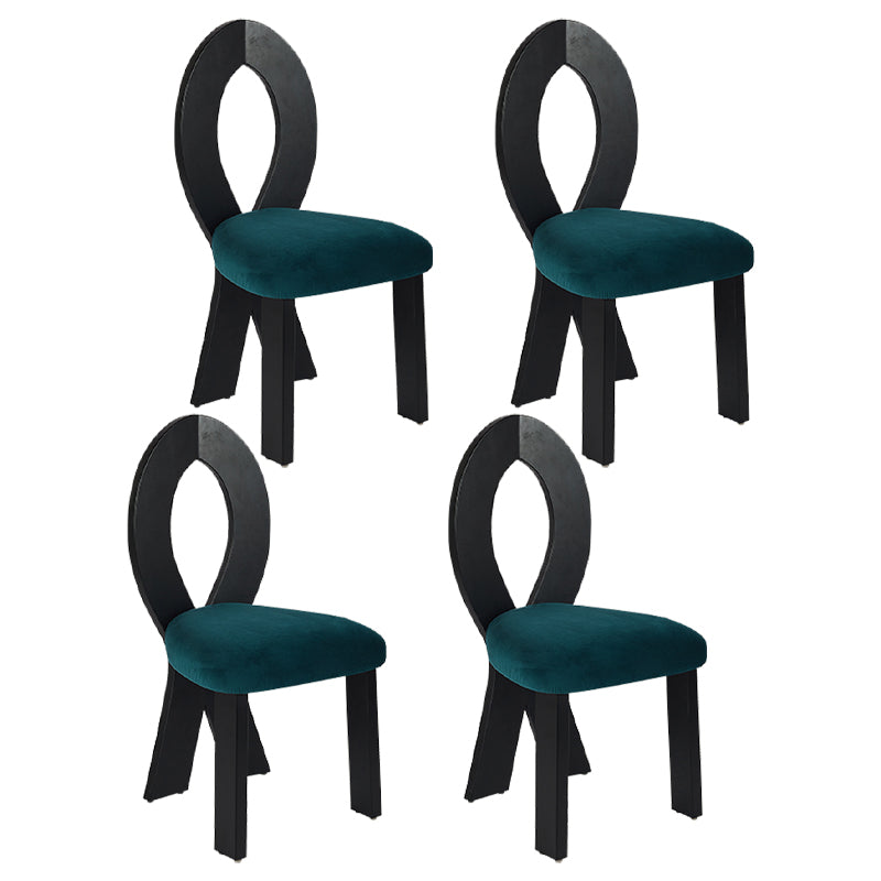 Modern Dining Room Open Back Solid Wood Upholstered Dining Chair Green-Black 4 Piece Set Clearhalo 'Dining Chairs' 'Dining Tables & Seating' 'dining_chair' 'furn' 'furn_dining_chair' 'Furniture' 'Kitchen & Dining Furniture' 7826129