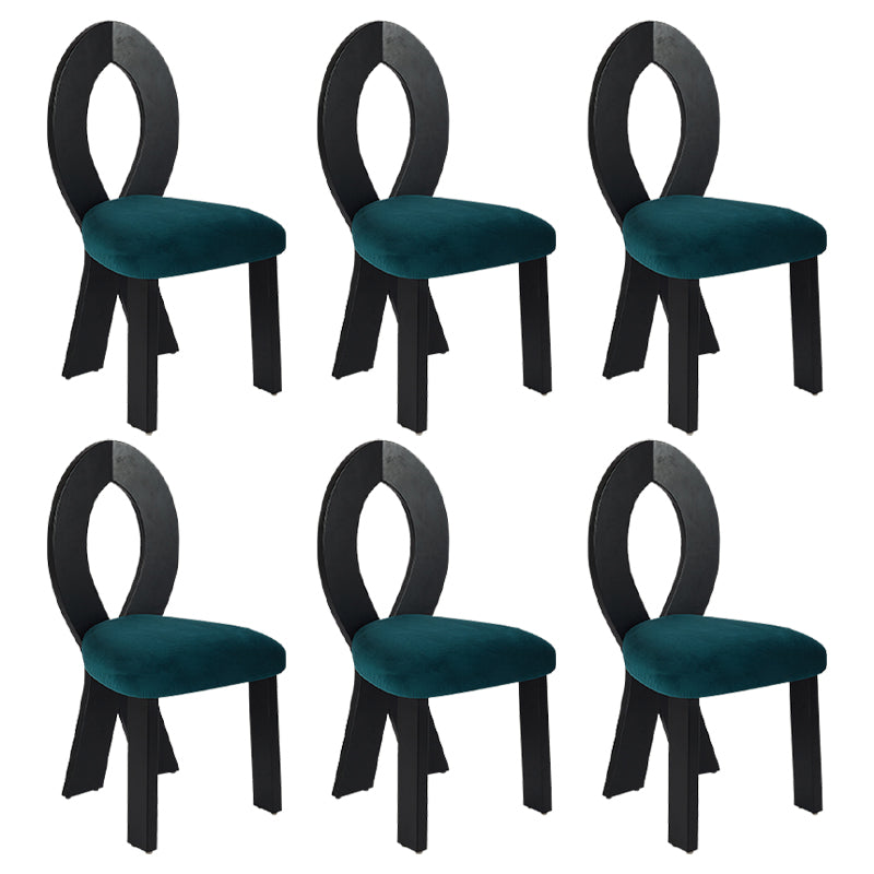 Modern Dining Room Open Back Solid Wood Upholstered Dining Chair Green-Black 6 Piece Set Clearhalo 'Dining Chairs' 'Dining Tables & Seating' 'dining_chair' 'furn' 'furn_dining_chair' 'Furniture' 'Kitchen & Dining Furniture' 7826130