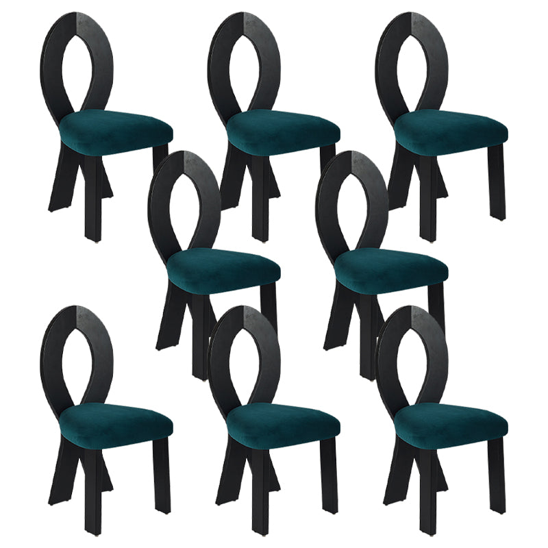 Modern Dining Room Open Back Solid Wood Upholstered Dining Chair Green-Black 8 Piece Set Clearhalo 'Dining Chairs' 'Dining Tables & Seating' 'dining_chair' 'furn' 'furn_dining_chair' 'Furniture' 'Kitchen & Dining Furniture' 7826131