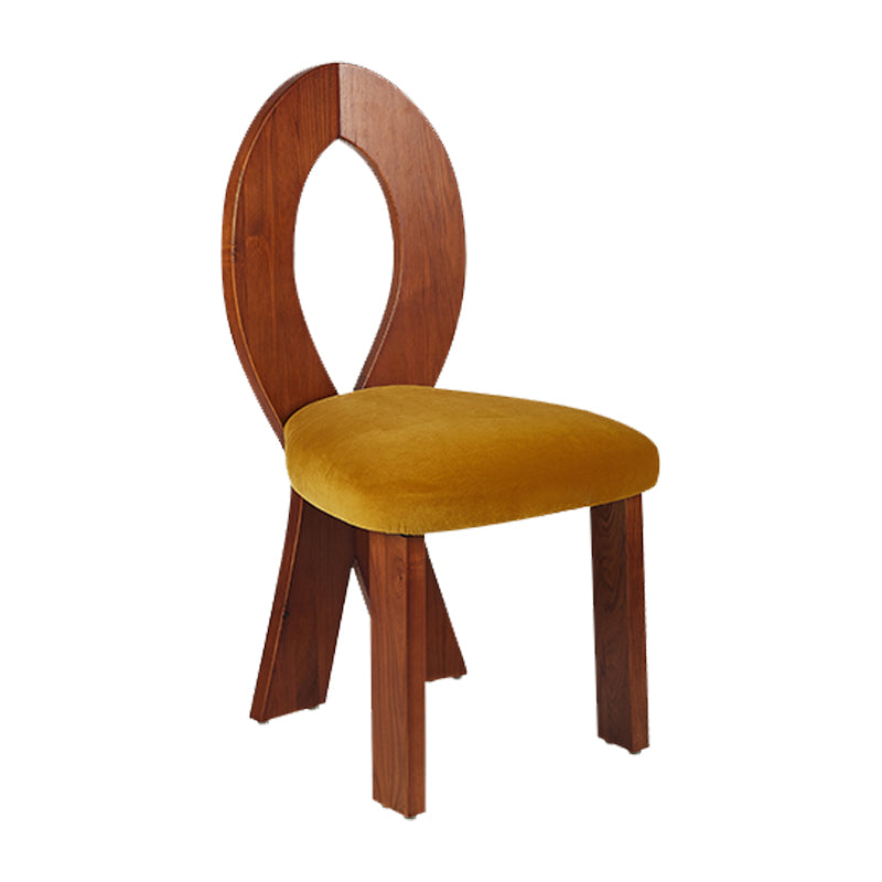 Modern Dining Room Open Back Solid Wood Upholstered Dining Chair Yellow-Brown 1 Piece Clearhalo 'Dining Chairs' 'Dining Tables & Seating' 'dining_chair' 'furn' 'furn_dining_chair' 'Furniture' 'Kitchen & Dining Furniture' 7826132