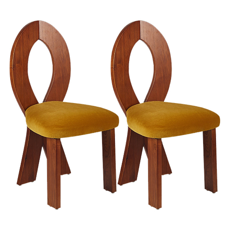 Modern Dining Room Open Back Solid Wood Upholstered Dining Chair Yellow-Brown 2 Piece Set Clearhalo 'Dining Chairs' 'Dining Tables & Seating' 'dining_chair' 'furn' 'furn_dining_chair' 'Furniture' 'Kitchen & Dining Furniture' 7826133