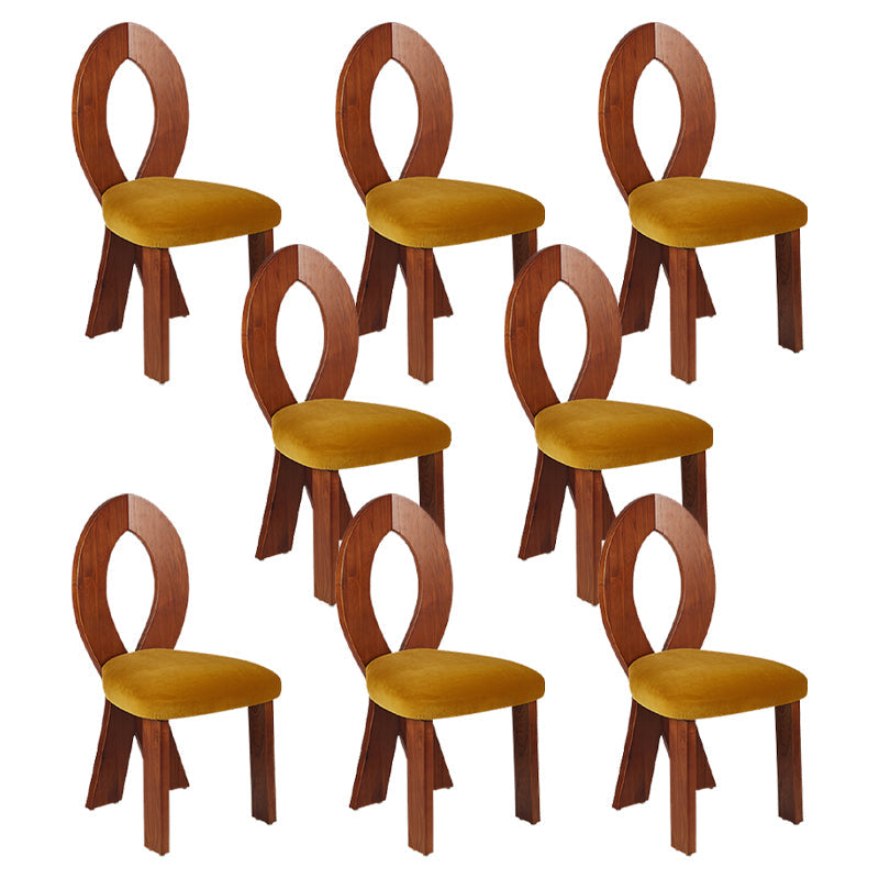 Modern Dining Room Open Back Solid Wood Upholstered Dining Chair Yellow-Brown 8 Piece Set Clearhalo 'Dining Chairs' 'Dining Tables & Seating' 'dining_chair' 'furn' 'furn_dining_chair' 'Furniture' 'Kitchen & Dining Furniture' 7826136