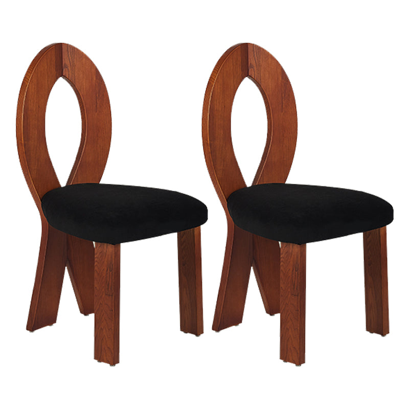 Modern Dining Room Open Back Solid Wood Upholstered Dining Chair Brown Black 2 Piece Set Clearhalo 'Dining Chairs' 'Dining Tables & Seating' 'dining_chair' 'furn' 'furn_dining_chair' 'Furniture' 'Kitchen & Dining Furniture' 7826138