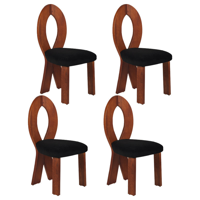 Modern Dining Room Open Back Solid Wood Upholstered Dining Chair Brown Black 4 Piece Set Clearhalo 'Dining Chairs' 'Dining Tables & Seating' 'dining_chair' 'furn' 'furn_dining_chair' 'Furniture' 'Kitchen & Dining Furniture' 7826139
