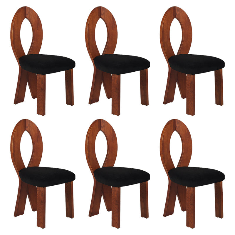 Modern Dining Room Open Back Solid Wood Upholstered Dining Chair Brown Black 6 Piece Set Clearhalo 'Dining Chairs' 'Dining Tables & Seating' 'dining_chair' 'furn' 'furn_dining_chair' 'Furniture' 'Kitchen & Dining Furniture' 7826140