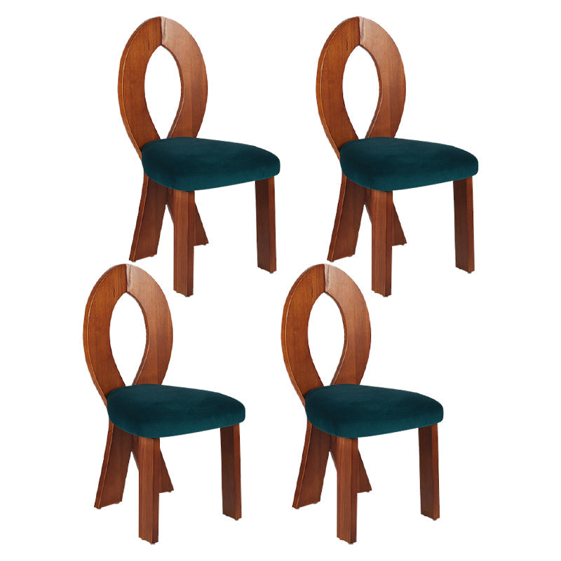Modern Dining Room Open Back Solid Wood Upholstered Dining Chair Brown Green 4 Piece Set Clearhalo 'Dining Chairs' 'Dining Tables & Seating' 'dining_chair' 'furn' 'furn_dining_chair' 'Furniture' 'Kitchen & Dining Furniture' 7826144