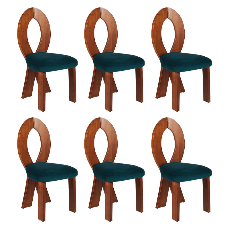 Modern Dining Room Open Back Solid Wood Upholstered Dining Chair Brown Green 6 Piece Set Clearhalo 'Dining Chairs' 'Dining Tables & Seating' 'dining_chair' 'furn' 'furn_dining_chair' 'Furniture' 'Kitchen & Dining Furniture' 7826145