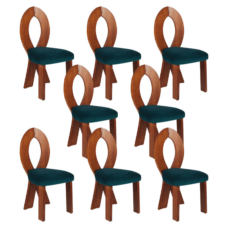 Modern Dining Room Open Back Solid Wood Upholstered Dining Chair Brown Green 8 Piece Set Clearhalo 'Dining Chairs' 'Dining Tables & Seating' 'dining_chair' 'furn' 'furn_dining_chair' 'Furniture' 'Kitchen & Dining Furniture' 7826146