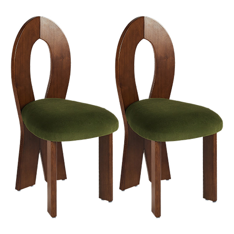 Modern Dining Room Open Back Solid Wood Upholstered Dining Chair Walnut Green 2 Piece Set Clearhalo 'Dining Chairs' 'Dining Tables & Seating' 'dining_chair' 'furn' 'furn_dining_chair' 'Furniture' 'Kitchen & Dining Furniture' 7826148