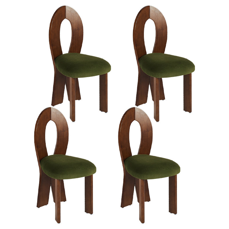Modern Dining Room Open Back Solid Wood Upholstered Dining Chair Walnut Green 4 Piece Set Clearhalo 'Dining Chairs' 'Dining Tables & Seating' 'dining_chair' 'furn' 'furn_dining_chair' 'Furniture' 'Kitchen & Dining Furniture' 7826149