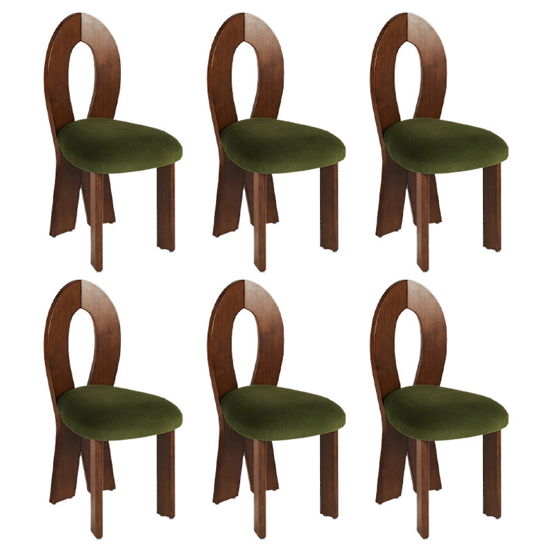 Modern Dining Room Open Back Solid Wood Upholstered Dining Chair Walnut Green 6 Piece Set Clearhalo 'Dining Chairs' 'Dining Tables & Seating' 'dining_chair' 'furn' 'furn_dining_chair' 'Furniture' 'Kitchen & Dining Furniture' 7826150