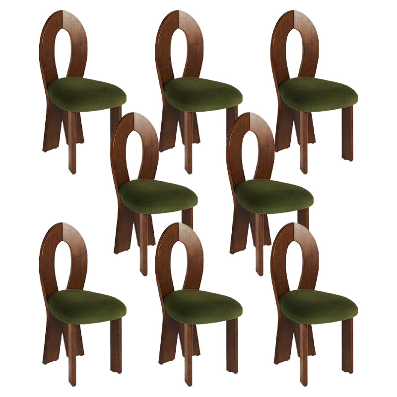 Modern Dining Room Open Back Solid Wood Upholstered Dining Chair Walnut Green 8 Piece Set Clearhalo 'Dining Chairs' 'Dining Tables & Seating' 'dining_chair' 'furn' 'furn_dining_chair' 'Furniture' 'Kitchen & Dining Furniture' 7826151
