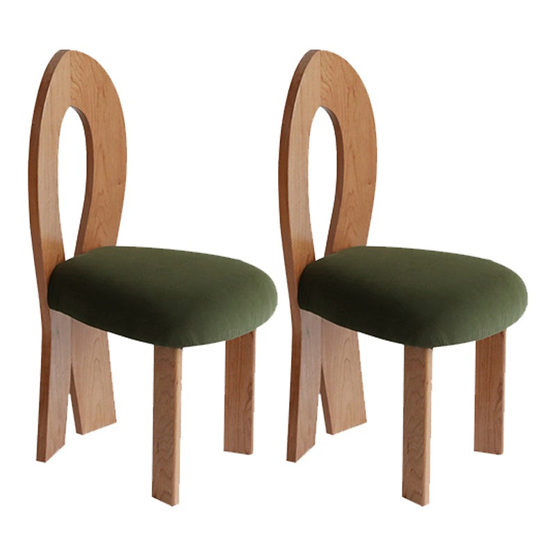 Modern Dining Room Open Back Solid Wood Upholstered Dining Chair Brown Dark Green 2 Piece Set Clearhalo 'Dining Chairs' 'Dining Tables & Seating' 'dining_chair' 'furn' 'furn_dining_chair' 'Furniture' 'Kitchen & Dining Furniture' 7826153