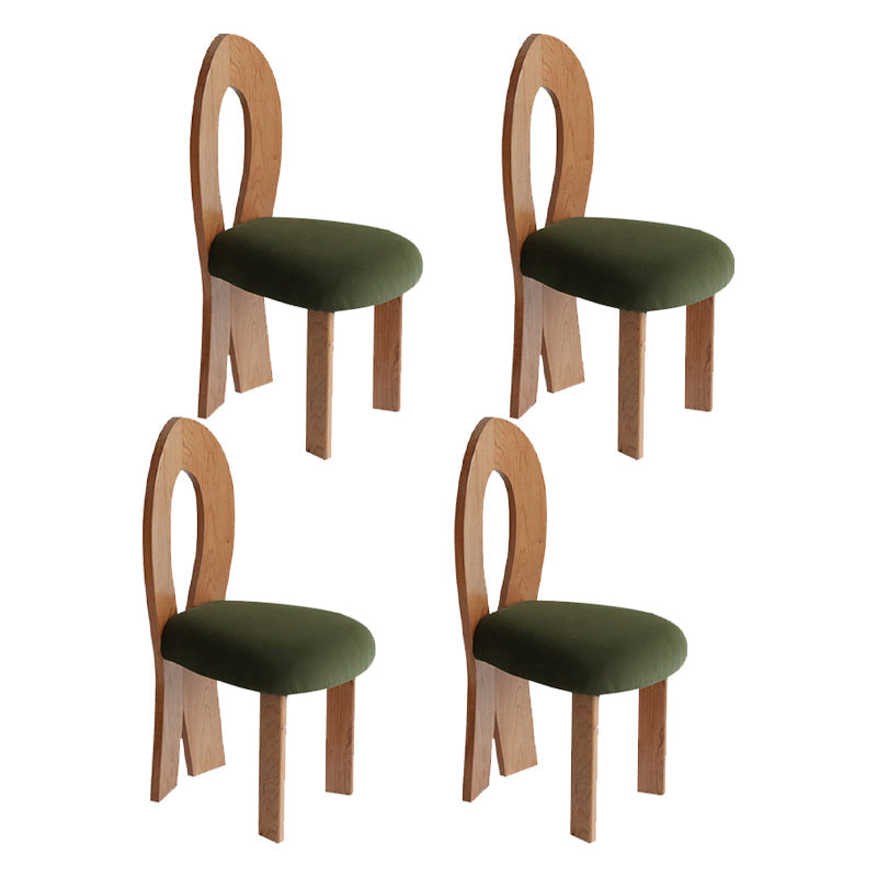 Modern Dining Room Open Back Solid Wood Upholstered Dining Chair Brown Dark Green 4 Piece Set Clearhalo 'Dining Chairs' 'Dining Tables & Seating' 'dining_chair' 'furn' 'furn_dining_chair' 'Furniture' 'Kitchen & Dining Furniture' 7826154