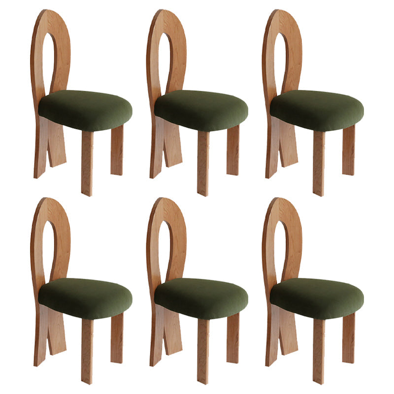 Modern Dining Room Open Back Solid Wood Upholstered Dining Chair Brown Dark Green 6 Piece Set Clearhalo 'Dining Chairs' 'Dining Tables & Seating' 'dining_chair' 'furn' 'furn_dining_chair' 'Furniture' 'Kitchen & Dining Furniture' 7826155