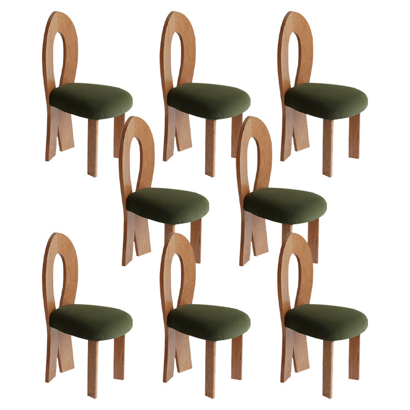 Modern Dining Room Open Back Solid Wood Upholstered Dining Chair Brown Dark Green 8 Piece Set Clearhalo 'Dining Chairs' 'Dining Tables & Seating' 'dining_chair' 'furn' 'furn_dining_chair' 'Furniture' 'Kitchen & Dining Furniture' 7826156