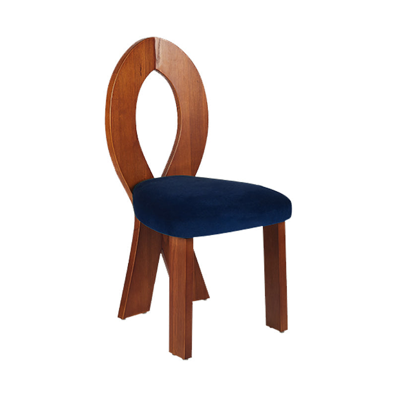 Modern Dining Room Open Back Solid Wood Upholstered Dining Chair Brown Blue 1 Piece Clearhalo 'Dining Chairs' 'Dining Tables & Seating' 'dining_chair' 'furn' 'furn_dining_chair' 'Furniture' 'Kitchen & Dining Furniture' 7826157