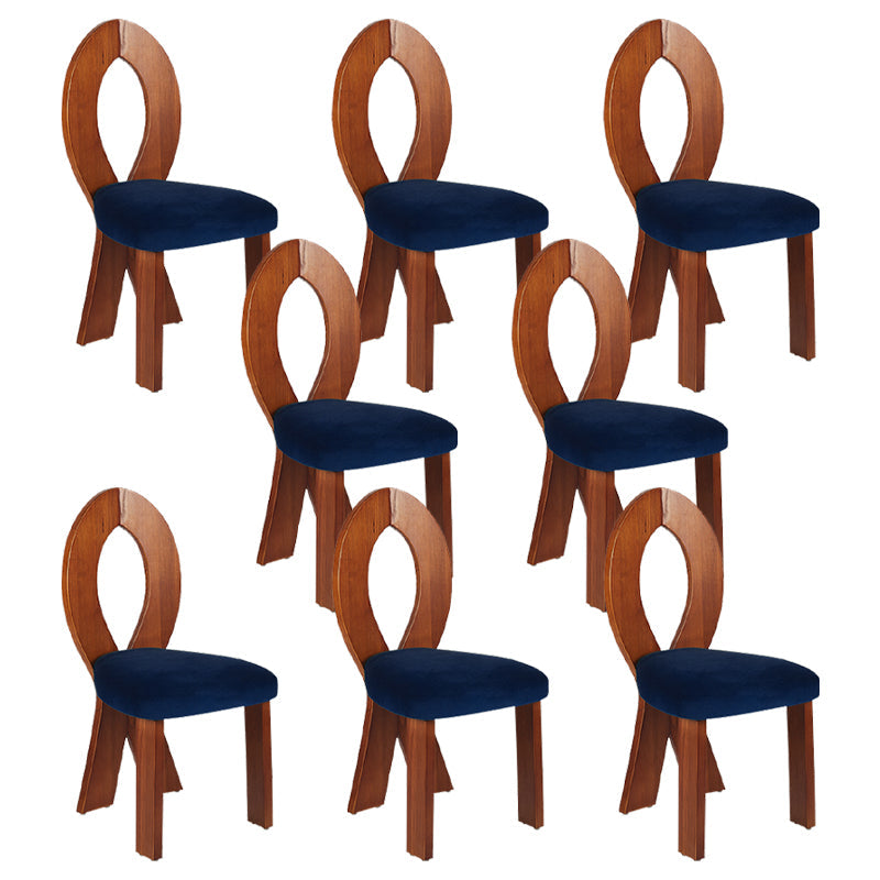 Modern Dining Room Open Back Solid Wood Upholstered Dining Chair Brown Blue 8 Piece Set Clearhalo 'Dining Chairs' 'Dining Tables & Seating' 'dining_chair' 'furn' 'furn_dining_chair' 'Furniture' 'Kitchen & Dining Furniture' 7826161