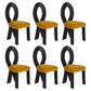 Modern Dining Room Open Back Solid Wood Upholstered Dining Chair Black and Yellow 6 Piece Set Clearhalo 'Dining Chairs' 'Dining Tables & Seating' 'dining_chair' 'furn' 'furn_dining_chair' 'Furniture' 'Kitchen & Dining Furniture' 7826165