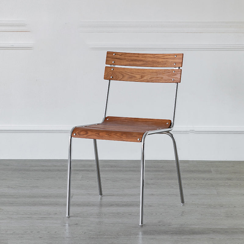 Taburete de barra sin brazo de madera maciza contemporánea con reposapiés